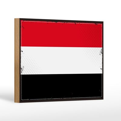 Holzschild Flagge Jemen 18x12 cm Retro Flag of Yemen Dekoration