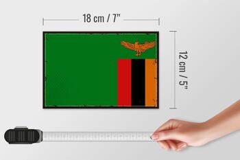 Panneau en bois drapeau de la Zambie 18x12 cm, décoration rétro drapeau de la Zambie 4