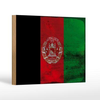 Cartello in legno bandiera Afghanistan 18x12 cm decoro Afghanistan ruggine
