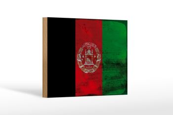 Panneau en bois drapeau Afghanistan 18x12 cm Afghanistan décoration rouille 1