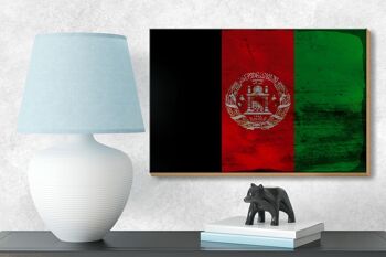 Panneau en bois drapeau Afghanistan 18x12 cm Afghanistan décoration rouille 3