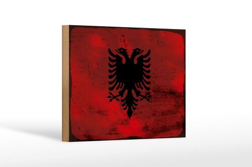 Holzschild Flagge Albanien 18x12 cm Flag Albania Rost Dekoration