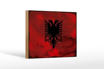 Panneau en bois drapeau Albanie 18x12 cm Drapeau Albanie décoration rouille 1