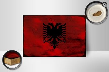 Panneau en bois drapeau Albanie 18x12 cm Drapeau Albanie décoration rouille 2
