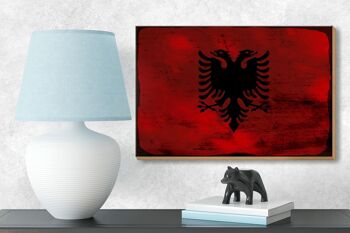 Panneau en bois drapeau Albanie 18x12 cm Drapeau Albanie décoration rouille 3