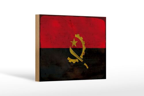 Holzschild Flagge Angola 18x12 cm Flag of Angola Rost Dekoration