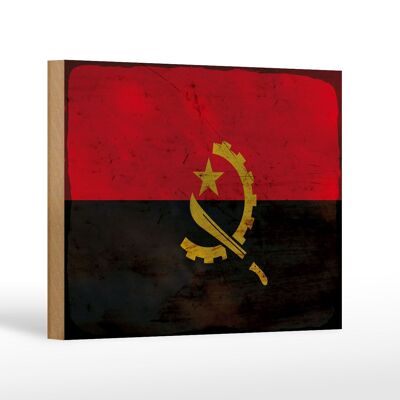 Letrero de madera bandera Angola 18x12 cm Bandera de Angola decoración óxido