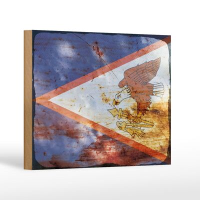 Holzschild Flagge 18x12 cm Flag of American Samoa Rost Dekoration