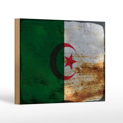 Cartello in legno bandiera Algeria 18x12 cm Bandiera Algeria decoro ruggine