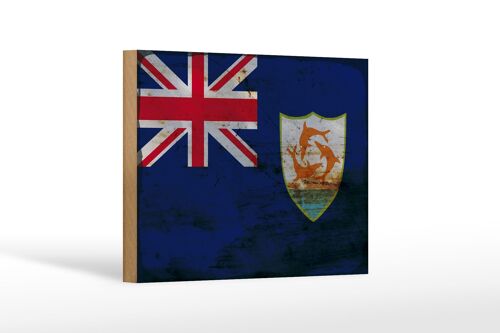 Holzschild Flagge Anguilla 18x12 cm Flag of Anguilla Rost Dekoration