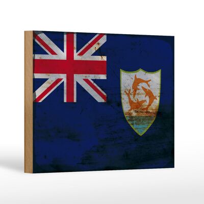 Bandera de madera Anguila 18x12 cm Bandera de Anguila decoración óxido