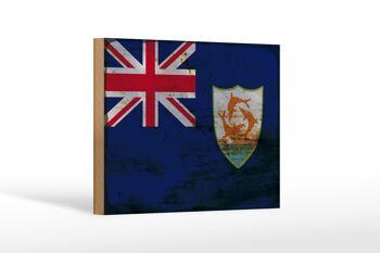 Panneau en bois drapeau Anguilla 18x12 cm Drapeau d'Anguilla décoration rouille 1