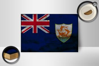 Panneau en bois drapeau Anguilla 18x12 cm Drapeau d'Anguilla décoration rouille 2