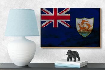 Panneau en bois drapeau Anguilla 18x12 cm Drapeau d'Anguilla décoration rouille 3