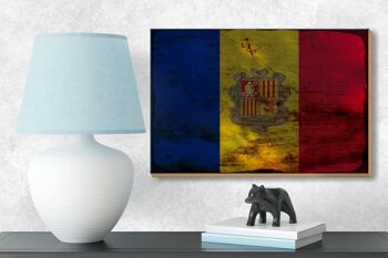 Panneau en bois drapeau Andorre 18x12 cm Drapeau d'Andorre décoration rouille 3