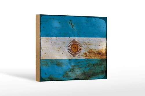 Holzschild Flagge Argentinien 18x12 cm Flag Argentina Rost Dekoration