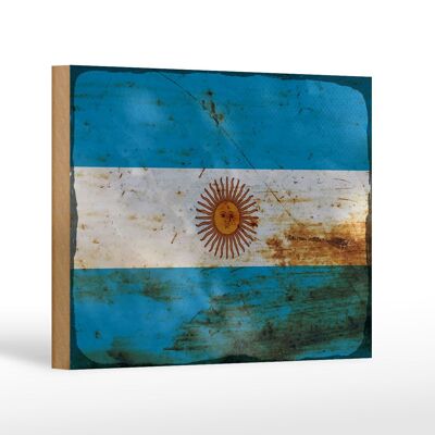 Holzschild Flagge Argentinien 18x12 cm Flag Argentina Rost Dekoration