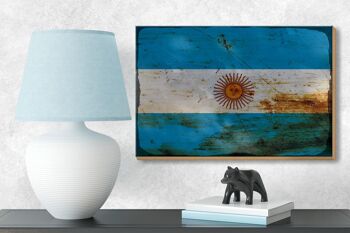 Panneau en bois drapeau Argentine 18x12 cm Drapeau Argentine décoration rouille 3