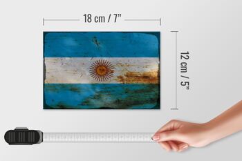 Panneau en bois drapeau Argentine 18x12 cm Drapeau Argentine décoration rouille 4