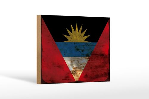 Holzschild Flagge Antigua und Barbuda 18x12 cm Flag Rost Dekoration