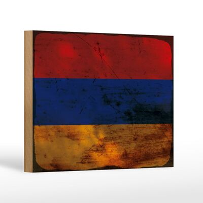 Holzschild Flagge Armenien 18x12 cm Flag of Armenia Rost Dekoration