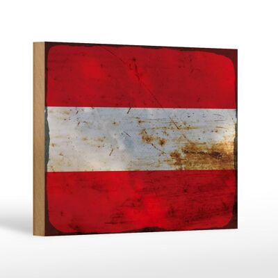 Letrero de madera bandera Austria 18x12 cm Bandera de Austria decoración óxido