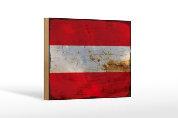 Panneau en bois drapeau Autriche 18x12 cm Drapeau de l'Autriche décoration rouille 1