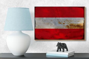 Panneau en bois drapeau Autriche 18x12 cm Drapeau de l'Autriche décoration rouille 3