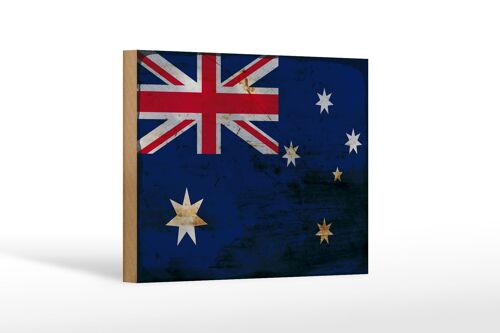 Holzschild Flagge Australien 18x12 cm Flag Australia Rost Dekoration