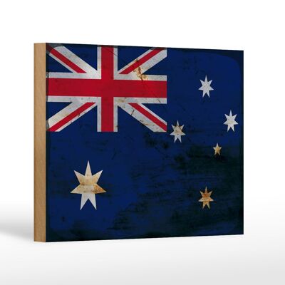 Holzschild Flagge Australien 18x12 cm Flag Australia Rost Dekoration