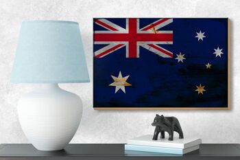 Panneau en bois drapeau Australie 18x12 cm Drapeau Australie décoration rouille 3