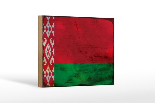 Holzschild Flagge Weißrussland 18x12 cm Flag Belarus Rost Dekoration