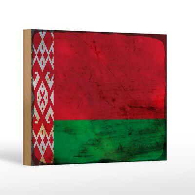 Holzschild Flagge Weißrussland 18x12 cm Flag Belarus Rost Dekoration