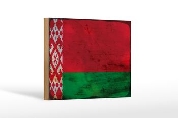 Panneau en bois drapeau Biélorussie 18x12 cm Drapeau Biélorussie décoration rouille 1