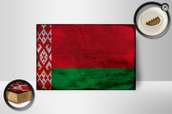 Panneau en bois drapeau Biélorussie 18x12 cm Drapeau Biélorussie décoration rouille 2