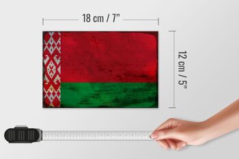 Panneau en bois drapeau Biélorussie 18x12 cm Drapeau Biélorussie décoration rouille 4