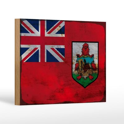 Holzschild Flagge Bermuda 18x12 cm Flag of Bermuda Rost Dekoration