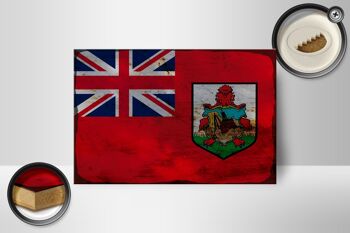 Panneau en bois drapeau des Bermudes 18x12 cm Drapeau des Bermudes décoration rouille 2
