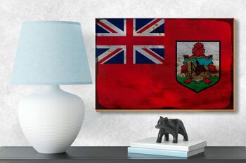 Panneau en bois drapeau des Bermudes 18x12 cm Drapeau des Bermudes décoration rouille 3