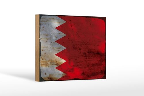 Holzschild Flagge Bahrain 18x12 cm Flag of Bahrain Rost Dekoration