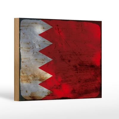 Holzschild Flagge Bahrain 18x12 cm Flag of Bahrain Rost Dekoration
