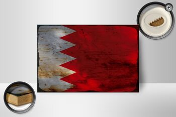 Panneau en bois drapeau Bahreïn 18x12 cm Drapeau de Bahreïn décoration rouille 2