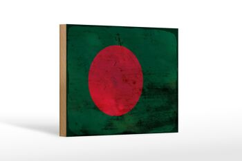 Panneau en bois drapeau Bangladesh 18x12 cm décoration rouille Bangladesh 1
