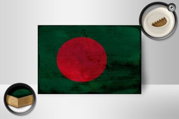 Panneau en bois drapeau Bangladesh 18x12 cm décoration rouille Bangladesh 2