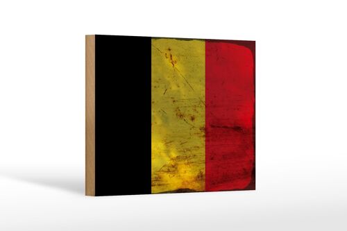 Holzschild Flagge Belgien 18x12 cm Flag of Belgium Rost Dekoration
