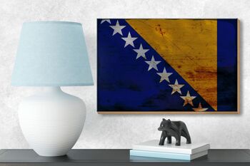 Panneau en bois drapeau Bosnie-Herzégovine 18x12 cm décoration rouille 3