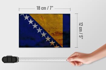 Panneau en bois drapeau Bosnie-Herzégovine 18x12 cm décoration rouille 4