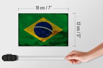Panneau en bois drapeau Brésil 18x12 cm Drapeau du Brésil décoration rouille 4