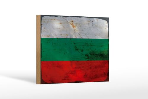 Holzschild Flagge Bulgarien 18x12 cm Flag Bulgaria Rost Dekoration