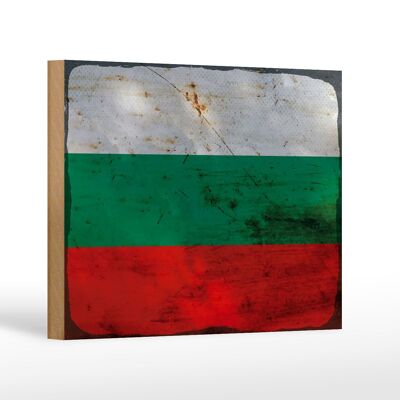 Holzschild Flagge Bulgarien 18x12 cm Flag Bulgaria Rost Dekoration